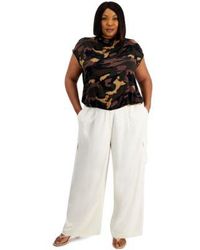 BarIII - Trendy Plus Size Camo Print Mock Neck Top Wide Leg Cargo Pants Created For Macys - Lyst