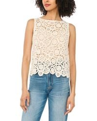 1.STATE - Crewneck Sleeveless Crochet Shell Tank Top - Lyst