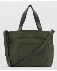 Mango - Pockets Cotton Tote Bag - Lyst