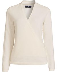 Lands' End - Cashmere Long Sleeve Wrap Sweater - Lyst