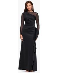 Xscape - Long Sleeve Scuba Power Mesh Dress - Lyst