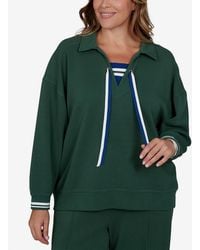 Ruby Rd. - Plus Size Stripe Trim Drawstring Pullover Top - Lyst
