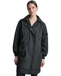 DKNY - Removable Hood Long Flight Quilted-lined Jacket - Lyst