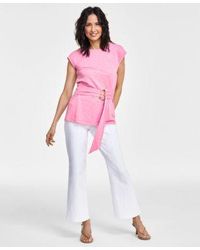 INC International Concepts - Crewneck Belted Top High Rise Tab Waist Kick Flare Jeans Created For Macys - Lyst