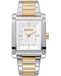 DKNY - Westside Maxi White Dial Gold Two-tone Stainless Steel Bracelet Watch 31x41mm - Lyst