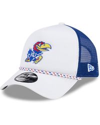 KTZ - White/royal Kansas Jayhawks Court Sport Foam A-frame 9forty Adjustable Trucker Hat - Lyst