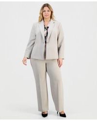 Kasper - Plus Size Stretch Crepe Single Button Jacket High Rise Stretch Crepe Straight Leg Pants - Lyst