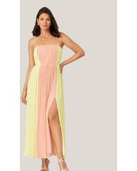 J. Mendel - Pleated Color Block Midi Dress - Lyst