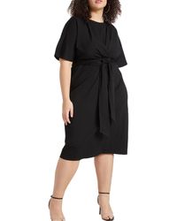 Eloquii - Plus Size Cross Front Flutter Sleeve Dress - Lyst