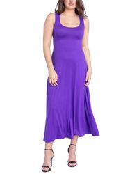 24seven Comfort Apparel - Relaxed Sleeveless Tunic A-line Long Dress - Lyst