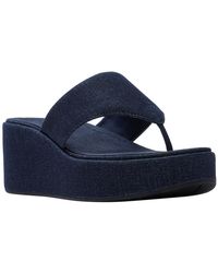 Fitflop - Platfforms Denim Wedge Toe-post Sandals - Lyst