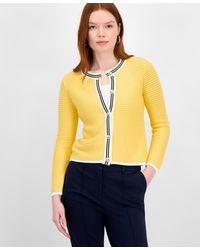 Tahari - Long-sleeve Button-up Sweater - Lyst