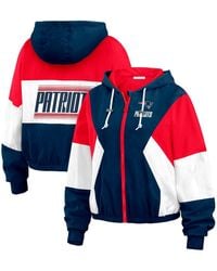 WEAR by Erin Andrews - Royal New England Patriots Color Block Full-zip Windbreaker Jacket - Lyst
