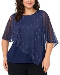 Msk - Plus Size Cape Overlay Crewneck Top - Lyst