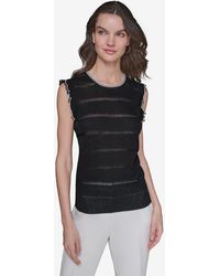 Karl Lagerfeld - Pointelle Knit Sleeveless Top - Lyst