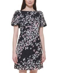 Jessica Howard - Floral-print Puff-sleeve Lace Sheath Dress - Lyst