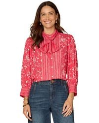 Democracy - Petite 3/4-sleeve Button-down Woven Shirt - Lyst
