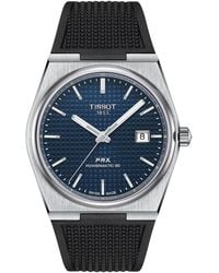 Tissot - Swiss Automatic Prx Black Rubber Strap Watch 40mm - Lyst