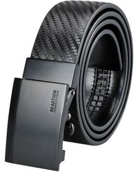 Kenneth Cole - Exact System Track Lock Matte Black Plaque Buckle Belt - Lyst