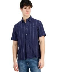 Guess - Boxi Textured Stripe Short-sleeve Button-down Shirt - Lyst