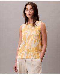 Calvin Klein - Printed Chiffon Sleeveless Top - Lyst