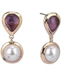 Laundry by Shelli Segal - Stone And Pearl Drop Earrings - Lyst