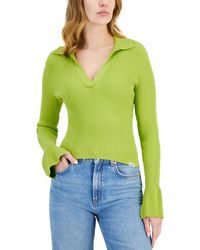 HUGO - Ribbed Long-sleeve Collared V-neck Knit Sweater - Lyst