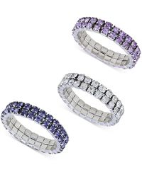 Guess 3-pc. Set Color Crystal Stretch Rings - White