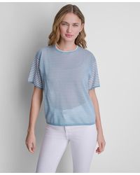 DKNY - Short-sleeve Striped Sweater - Lyst