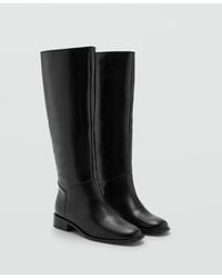Mango - Leather High Boots - Lyst