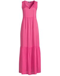 Lands' End - Sheer Sleeveless Tiered Maxi Swim Cover-up Dress - Lyst