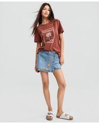 And Now This - Embroidered Denim Mini Skort - Lyst