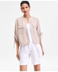 INC International Concepts - Tie-sleeve Chambray Tie-waist Blouse - Lyst