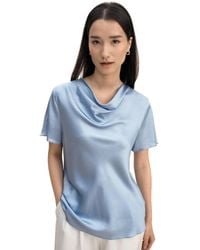 LILYSILK - Cowl Neck Short Sleeves Silk T-shirt - Lyst