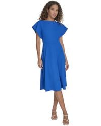 Calvin Klein - Flutter-sleeve A-line Midi Dress - Lyst