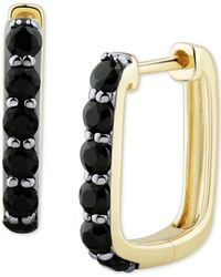 Macy's Onyx Square Hoop Earrings In 14k Gold - Metallic