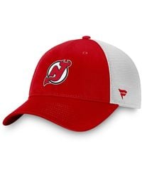Fanatics - Red/white New Jersey Devils Slouch Core Primary Logo Trucker Adjustable Hat - Lyst