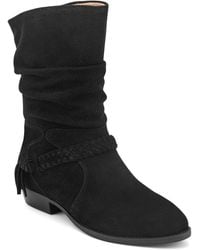 Earth - Printy Suede Ruched Pull-on Boots - Lyst