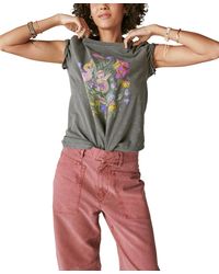 Lucky Brand - Faded Neon Floral Classic T-shirt - Lyst