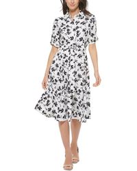 Calvin Klein - Petite Floral-print Midi Shirtdress - Lyst