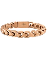 Bulova - Rose Gold-tone Ip Stainless Steel Link Bracelet - Lyst