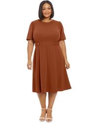 London Times - Plus Size Fit & Flare Scuba Crepe Midi Dress - Lyst