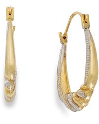 Macy's - Two-tone Shrimp Hoop Earrings In 10k Gold - Lyst