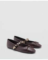 Mango - Metallic Strap Details Ballet Flats - Lyst