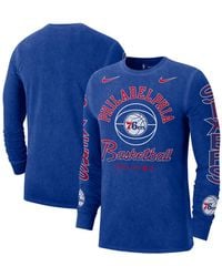 Nike - Distressed Philadelphia 76ers Courtside Retro Elevated Long Sleeve T-shirt - Lyst