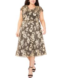 Msk - Plus Size Floral-print Flutter-sleeve Dress - Lyst