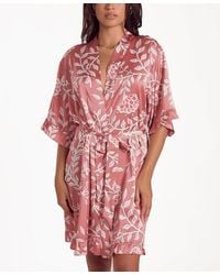 iCollection - Floral Stretch Woven Long-sleeve Robe - Lyst