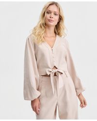 Guess - Shirley Linen Tie-front Blouse - Lyst
