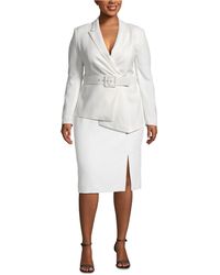 plus size white skirt suit