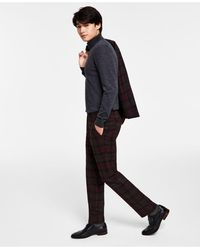 Bar Iii Slim-fit Burgundy Plaid Suit Separates, Created For Macy's in Blue  for Men | Lyst